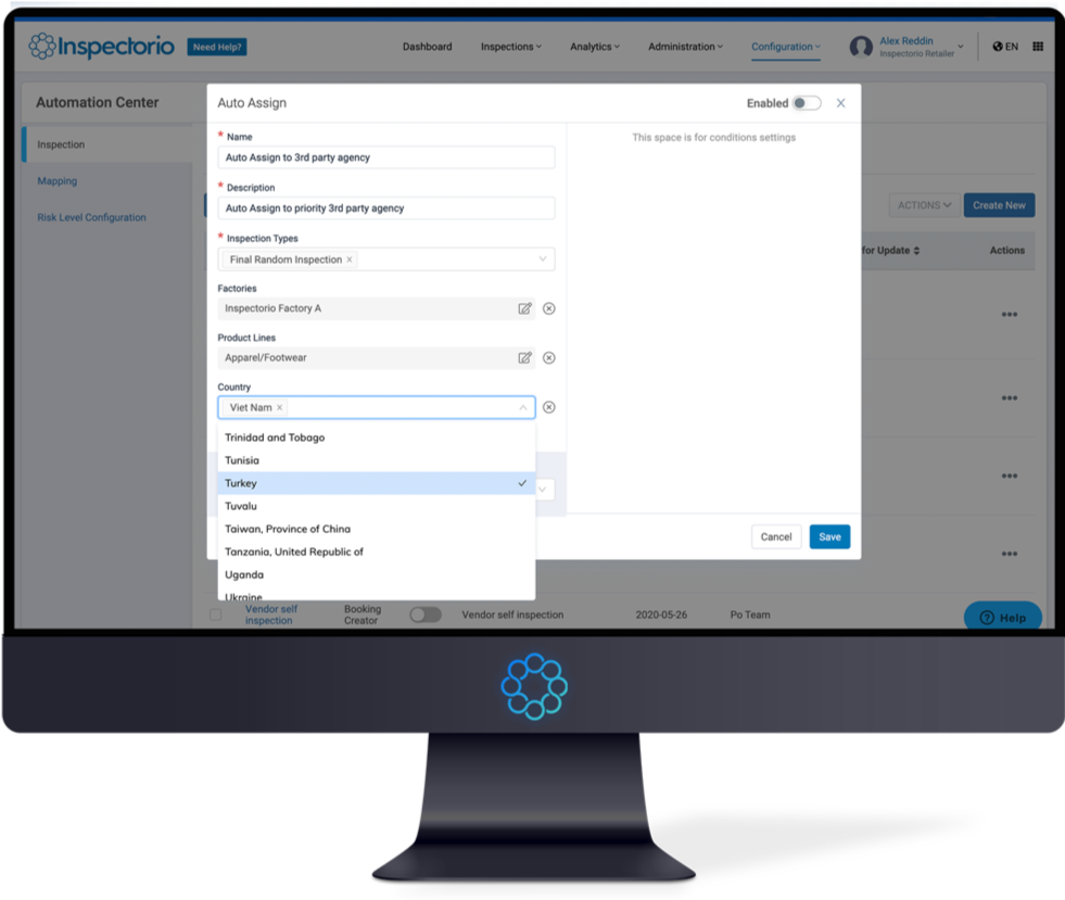 Inspectorio Software - Leverage powerful automation rules to eliminate low-value, manual interventions and free up resources to invest in activities that provide a greater return on effort and investment.