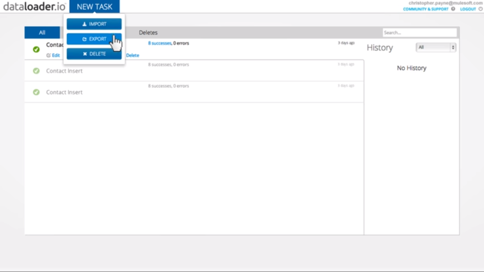dataloader.io Software - dataloader.io create new tasks