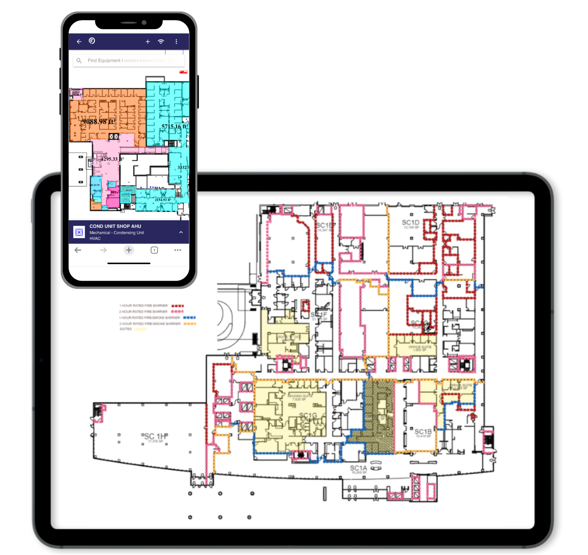 FacilityONE screenshot: FacilityONE's interactive mapping solution, F1 MAPS, offers immediate access to assets, work orders, zones, and other critical information in your facility with the touch of a finger. 