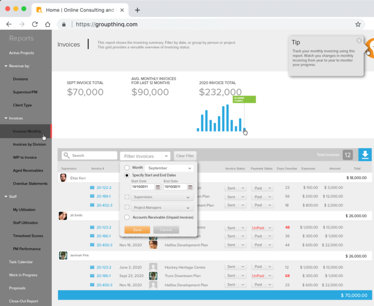 GroupThinq tracking billable hours