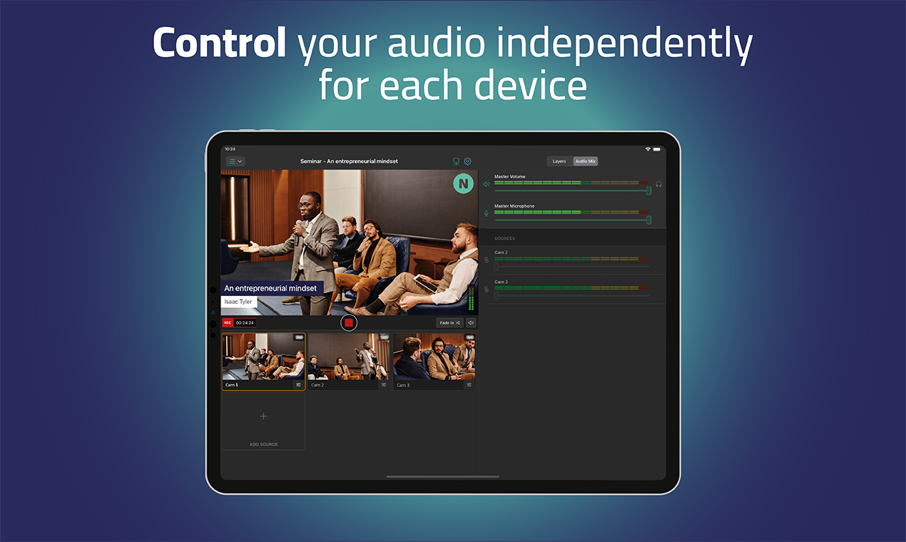 Control your audio independently for each device with the built-in audio mixer