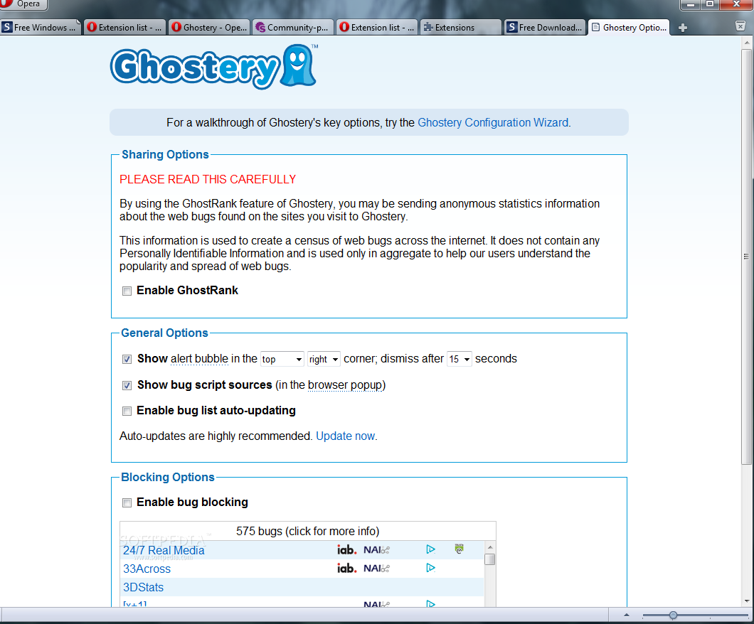 Ghostery screenshot