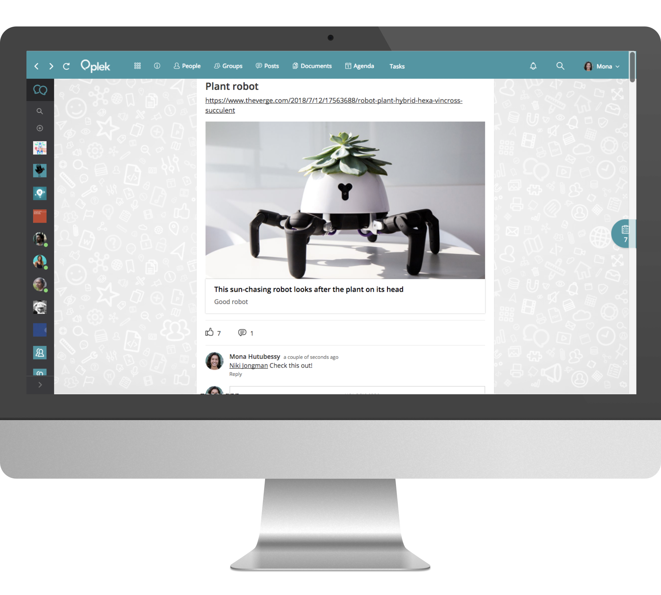 Publish a post, comment on other people's posts or tag a colleague to ask for their opinion.