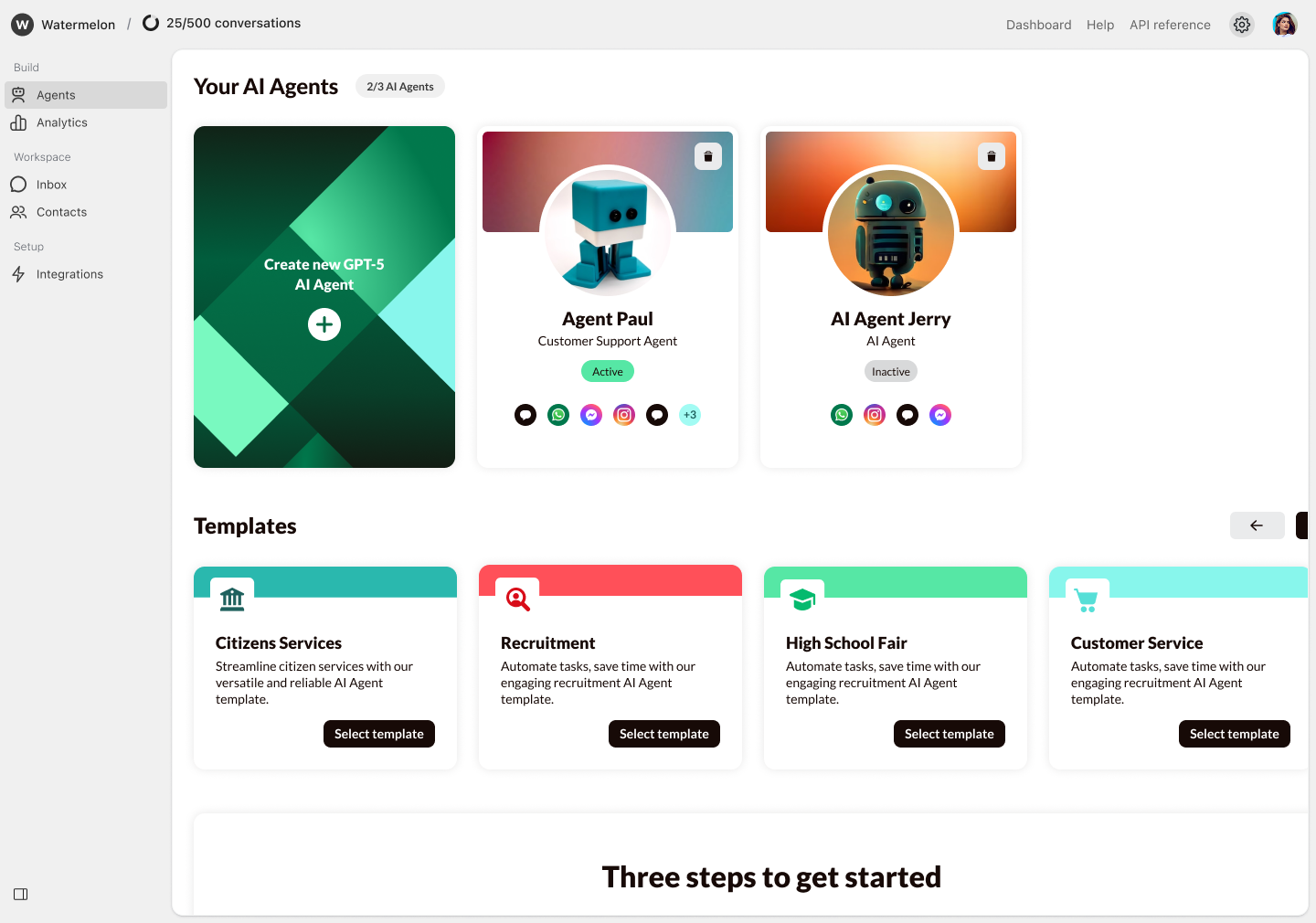 Watermelon screenshot: Watermelon configure and manage AI Agent 