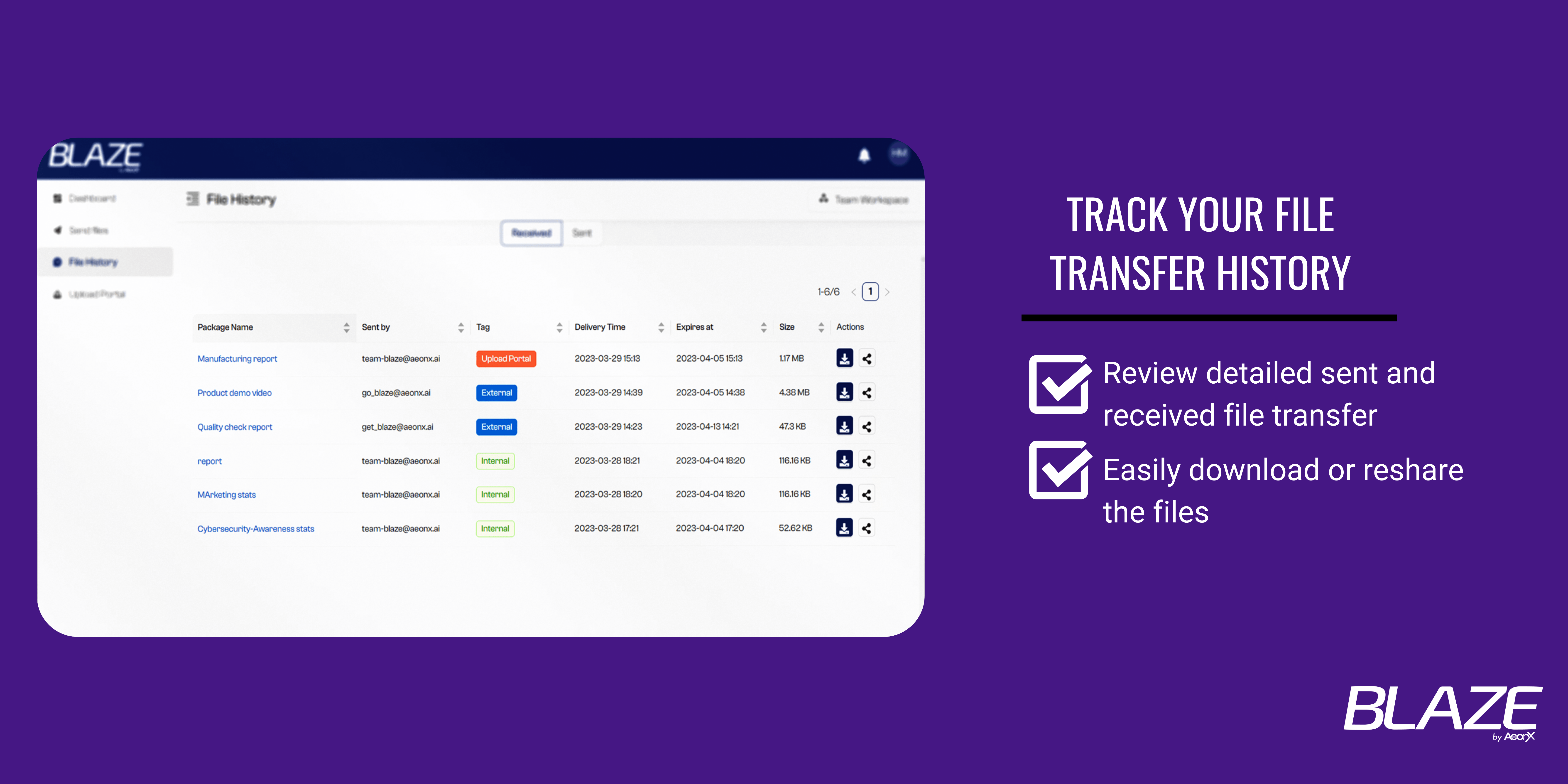 Track your file transfer history