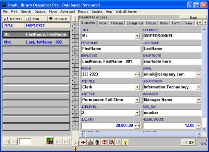 Personnel Organizer Pro screenshot: Personnel Organizer Pro employee records