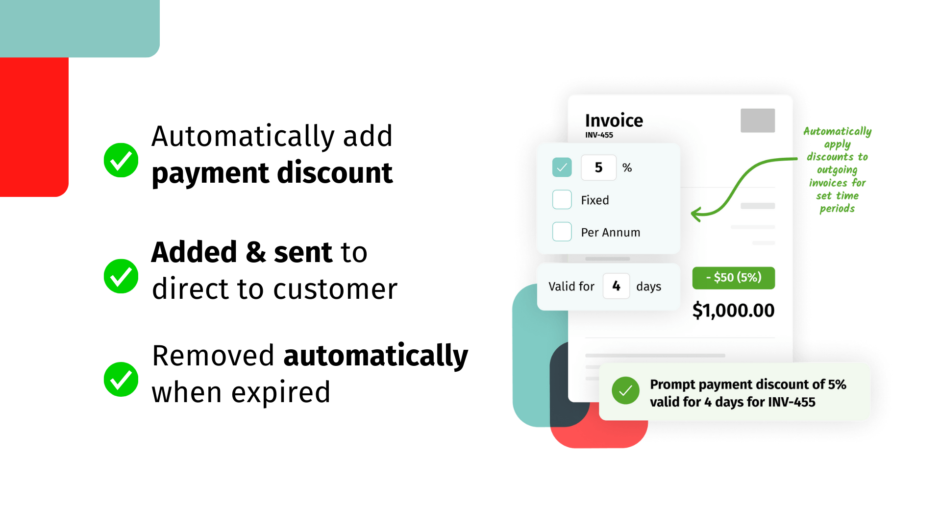 Automatically add payment discounts