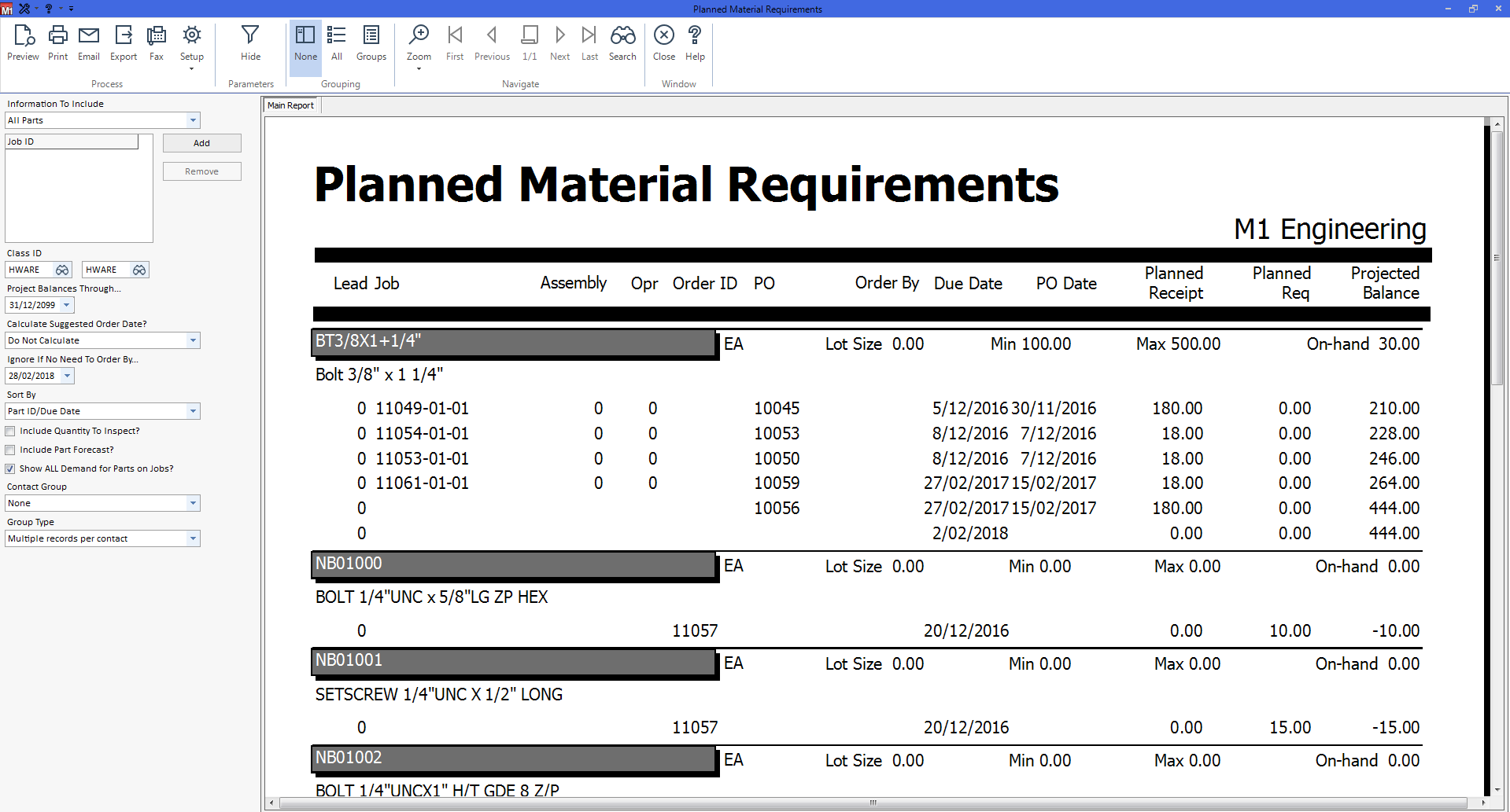 M1 ERP Software - M1 reports