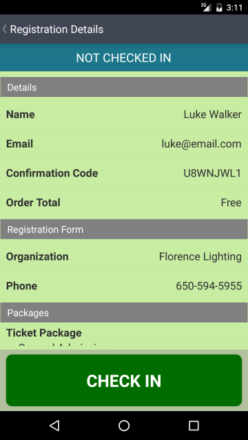 Mobile app check-in