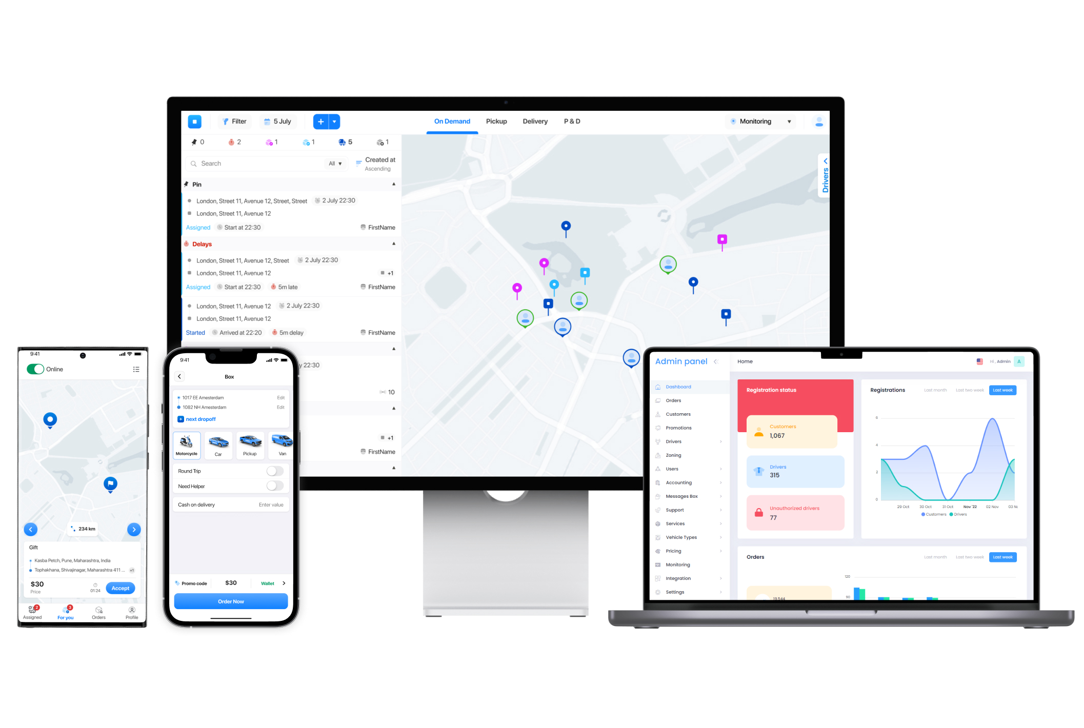 Onro screenshot: Fleet management