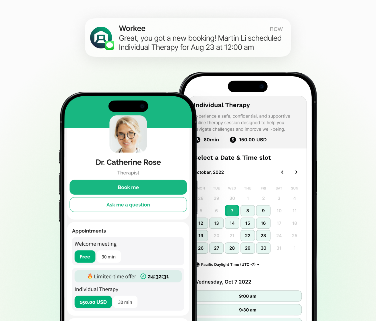 Workee screenshot: Add a smart booking funnel to your site or link-in-bio — no coding needed. Accept payments, send reminders, and re-engage clients. Track results with Google & Meta pixels. AI insights show what’s working. Works with WIX, Shopify, WordPress & more. 