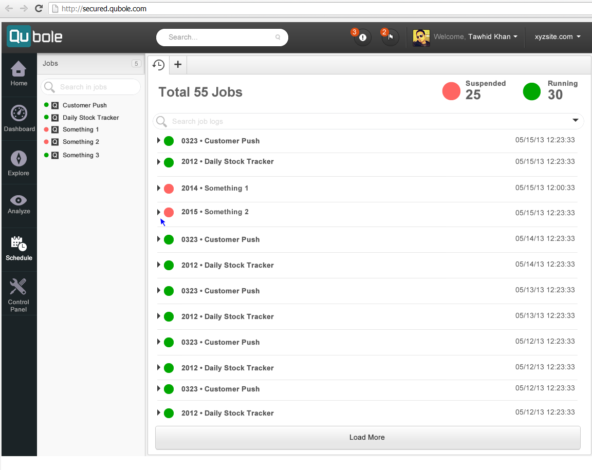 Qubole Data Service Software - Qubole Job Monitoring