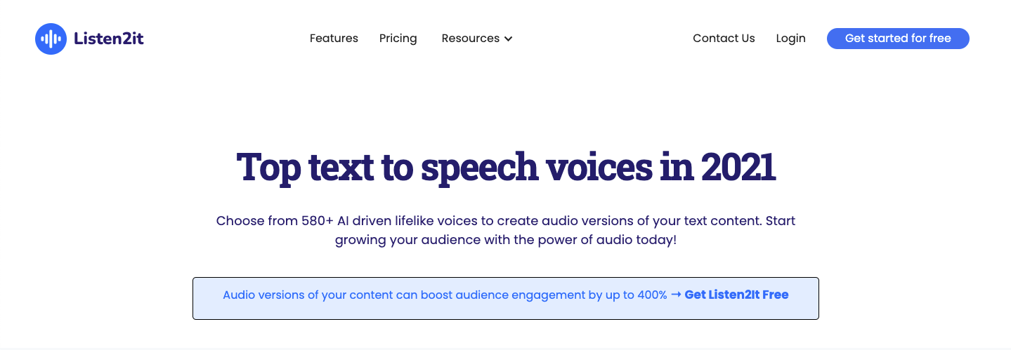 Listen2It Software - Audio versions of your content can boost audience engagement by upto 400%