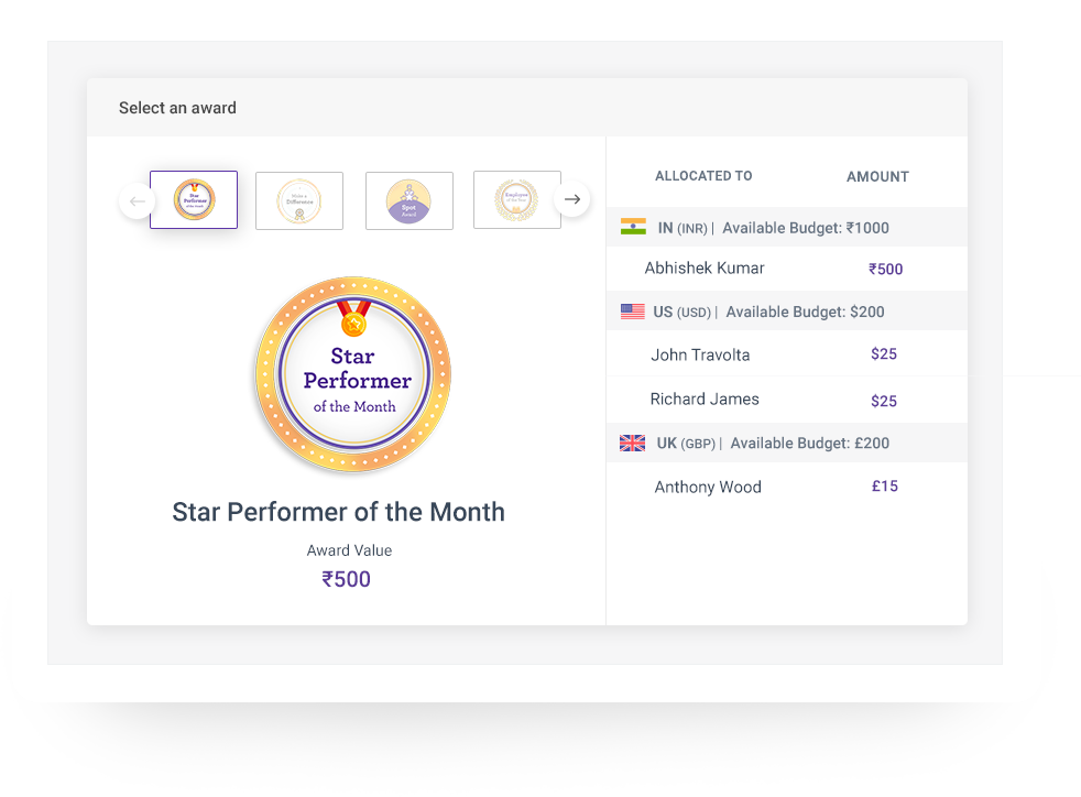 Vantage Circle Software - Vantage Circle's reward system is based on a Standard Of Living Index - supported point-based system that ensures fair adjustments of reward points for global workforces. Employees can redeem their reward points to buy gift cards from a global catalog.