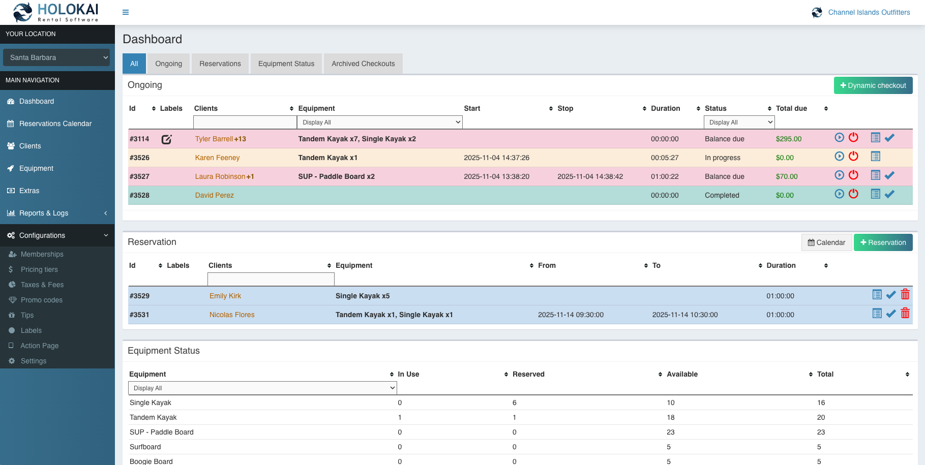 Holokai screenshot: Holokai real-time dashboard with filters and view options