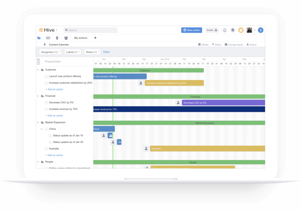 Hive's Gantt view.