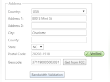 TimelyBill Software - Address Validation - integrated USPS, Bandwidth and FCC geocode lookups.