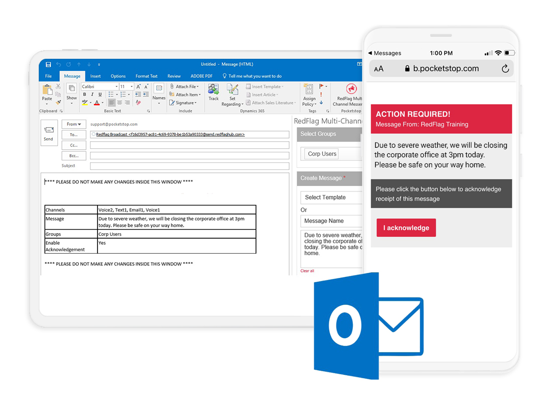 Send messages faster directly from your Outlook. Create & send messages for text, voice, email & Microsoft Teams (NEW!) directly from your inbox. And seamlessly upload subscribers and group information directly through Excel.