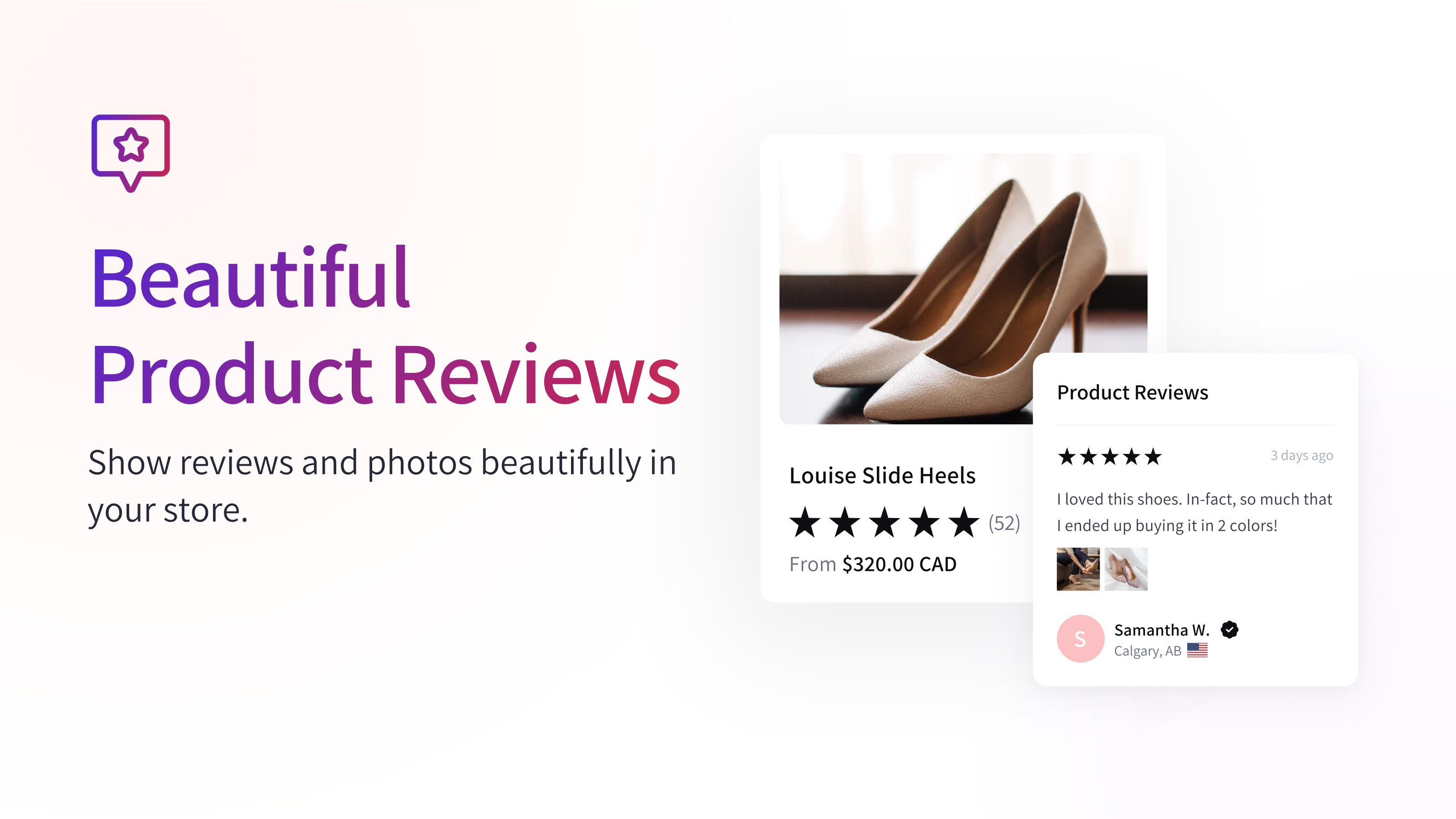 Fera screenshot: Show off beautiful reviews on your site!