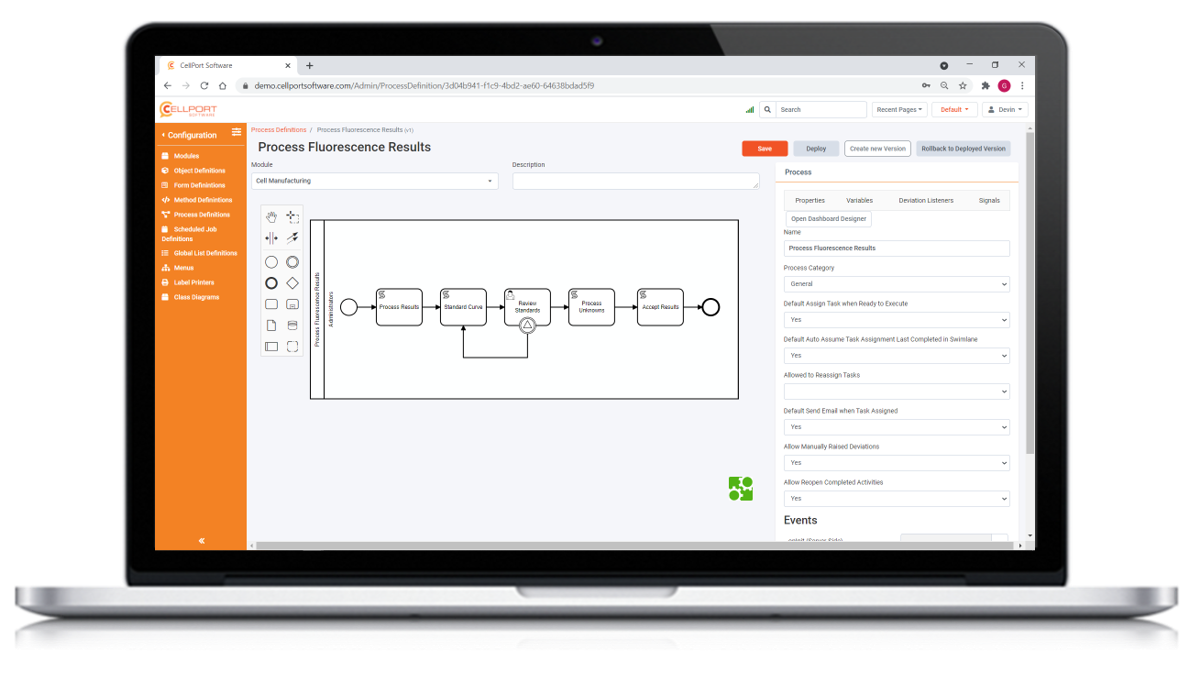 Workflows- The Business Process Model and Notation (BPMN) standard powers our configurable workflows and allows your SOPs and protocols to be digitalized and easily customized according to your best practices and ensure that they are followed.-thumb