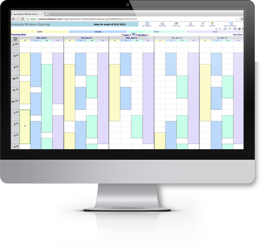 BizScheduler screenshot: BizScheduler weekly view job calendar