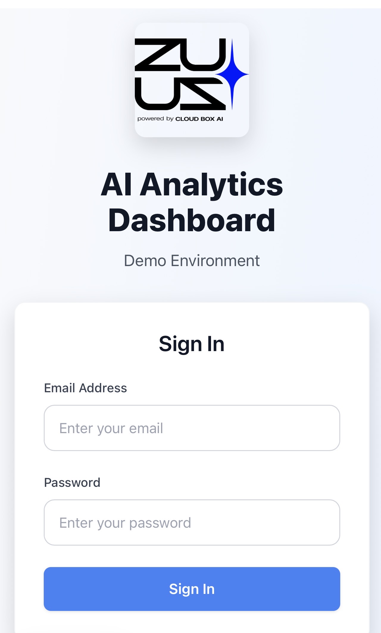 ZUUZ screenshot: ZUUZ mobile login page