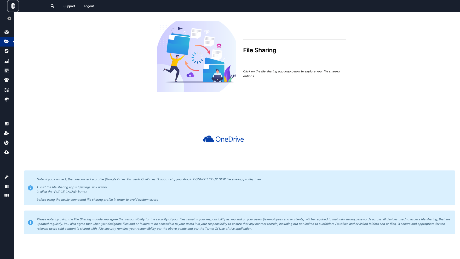 File Sharing - pre-existing integrations with Microsoft OneDrive, Google Drive, Dropbox and Box means you can set up your file sharing and give each of your clients their own Private Folder using your existing preferred work tools, in a few clicks