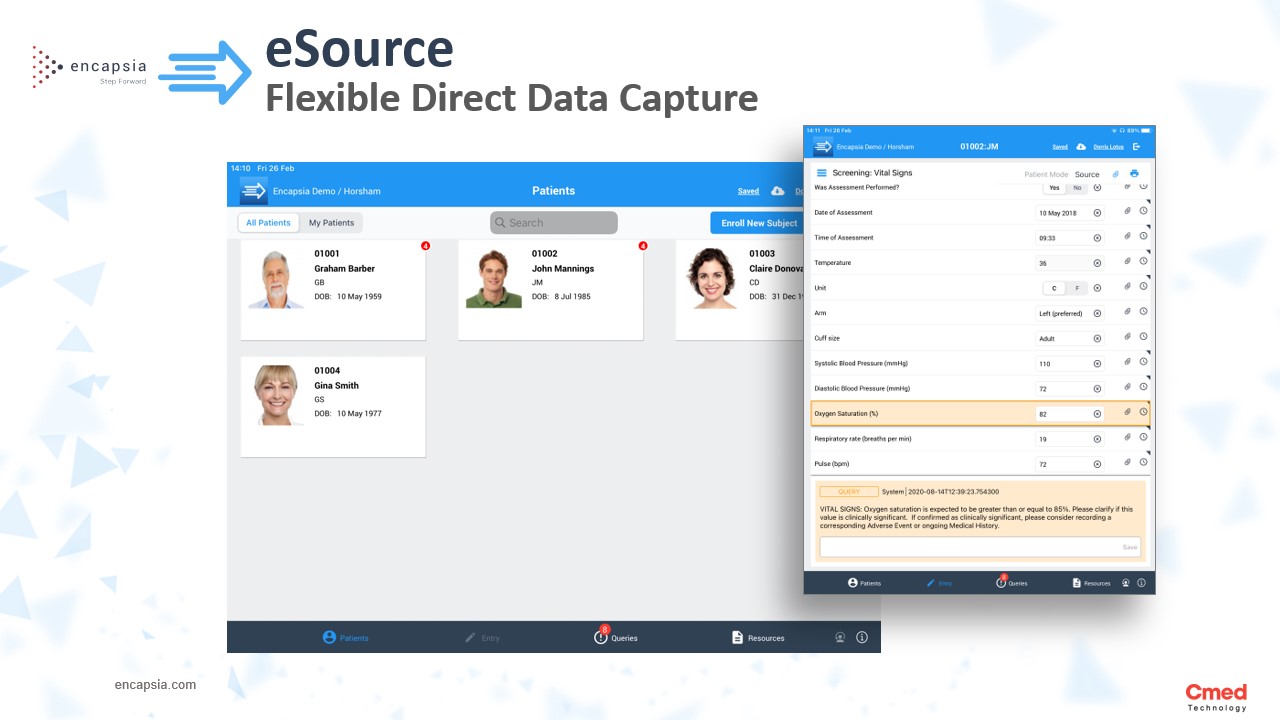 Encapsia eSource: Immediate data access & decision making while lowering costs. Capture your trial data directly, in real time.