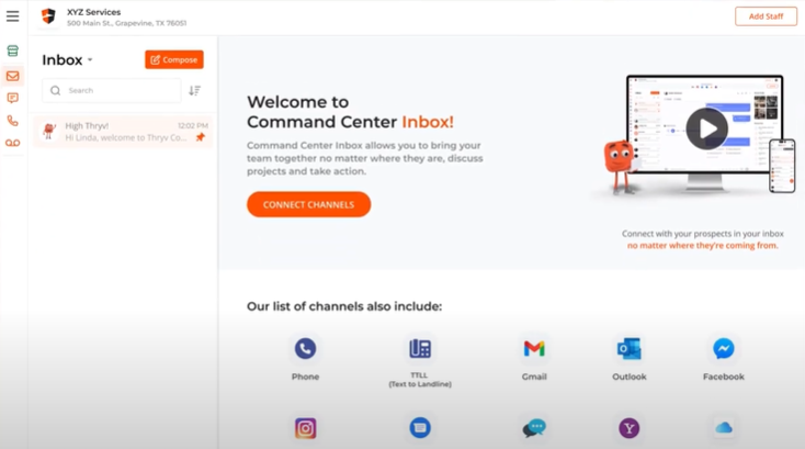 Thryv Command Center screenshot: Thryv Command Center inbox