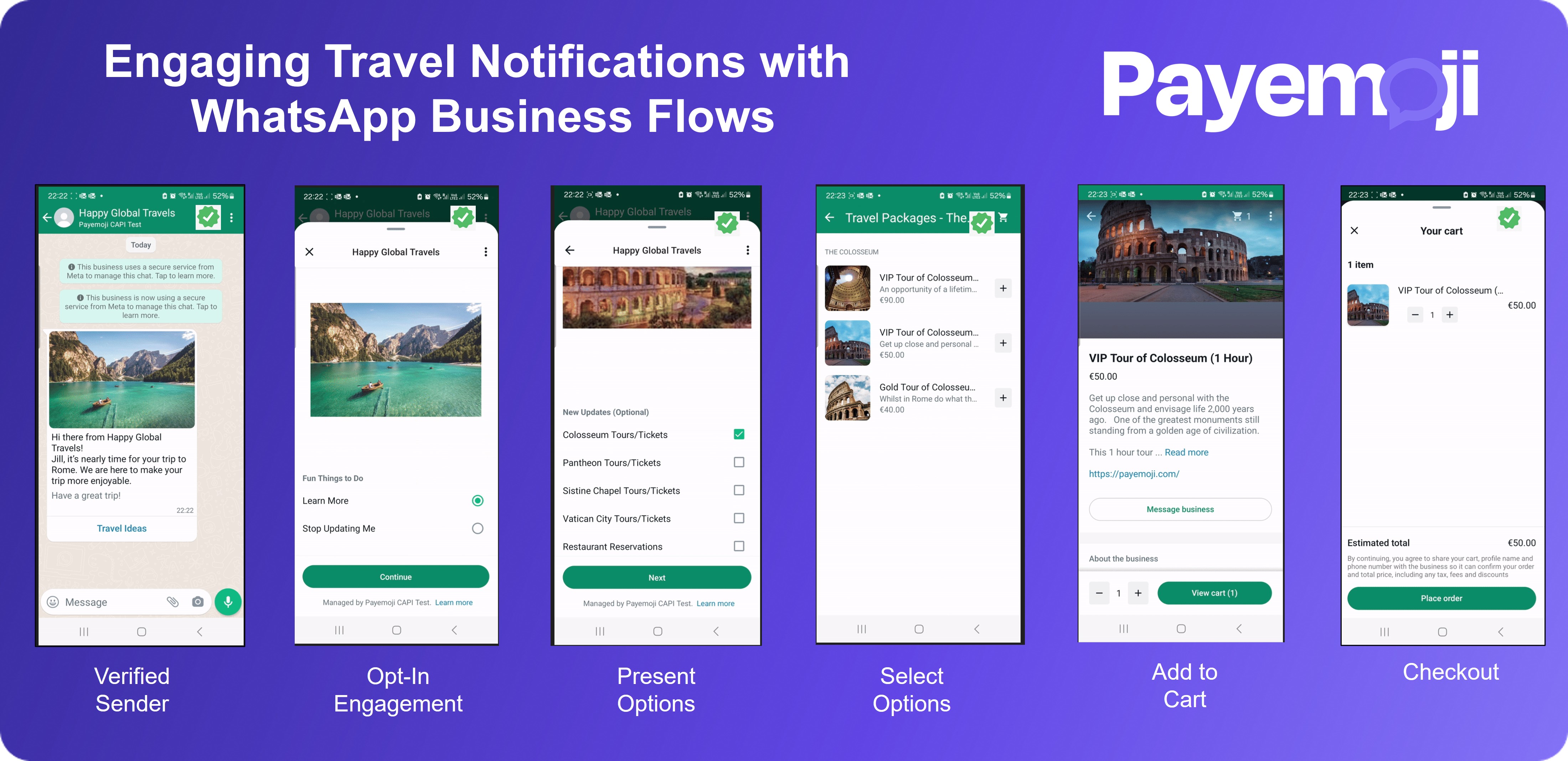 Payemoji customer engagement e.g. travel notifications