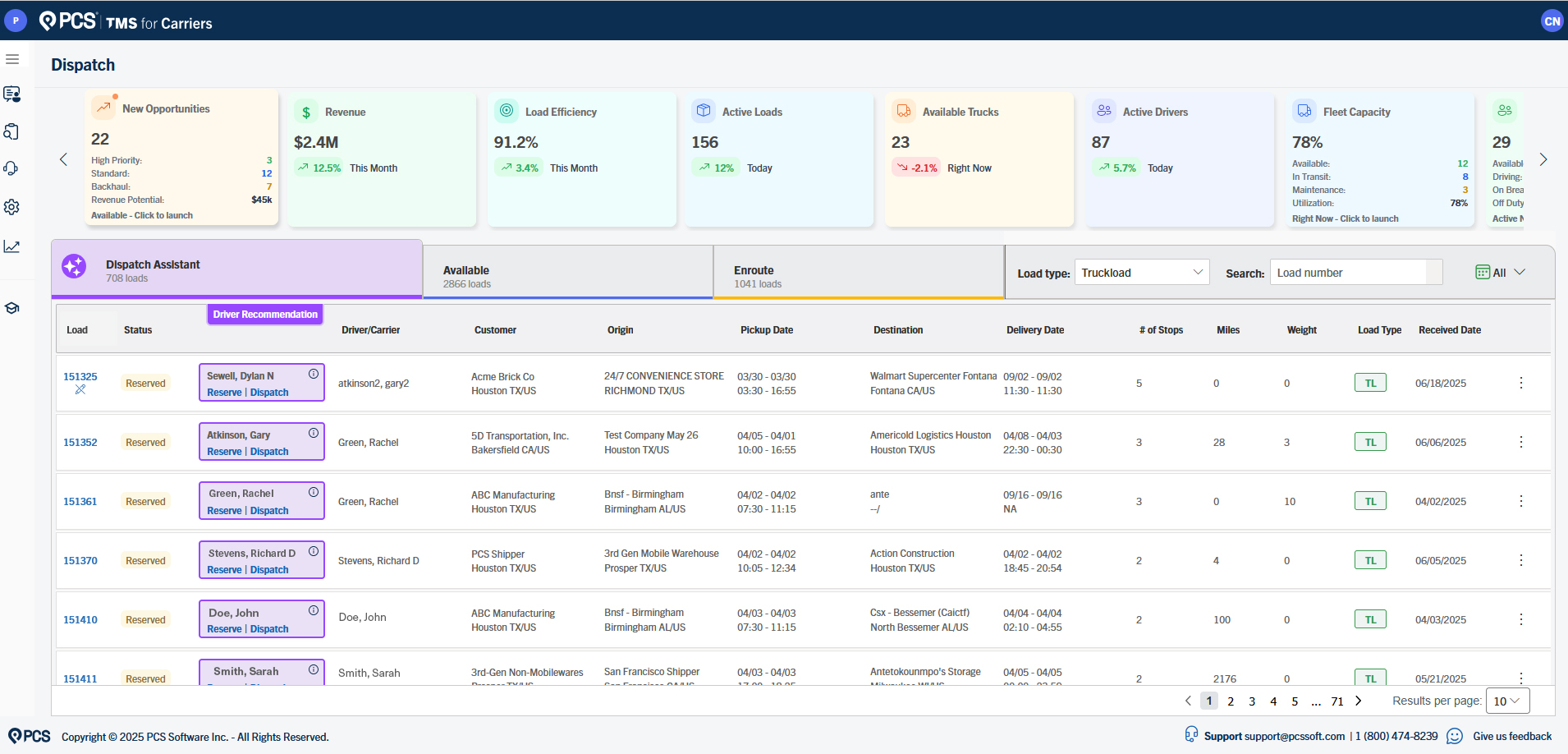 PCS TMS screenshot: With Cortex AI, PCS TMS doesn’t just record what’s happening, it powers smarter freight management across truckload, LTL, and intermodal. Make faster decisions, streamline operations, and gain a competitive edge instantly.