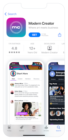 Mighty Pro screenshot: Put your brand in the app stores with Mighty Pro white-labeled iOS and Android apps. You get control over your Apple App Store and Google Play Store listings. Promote your app in ads, social content, on podcasts, and grow with organic app store discovery.