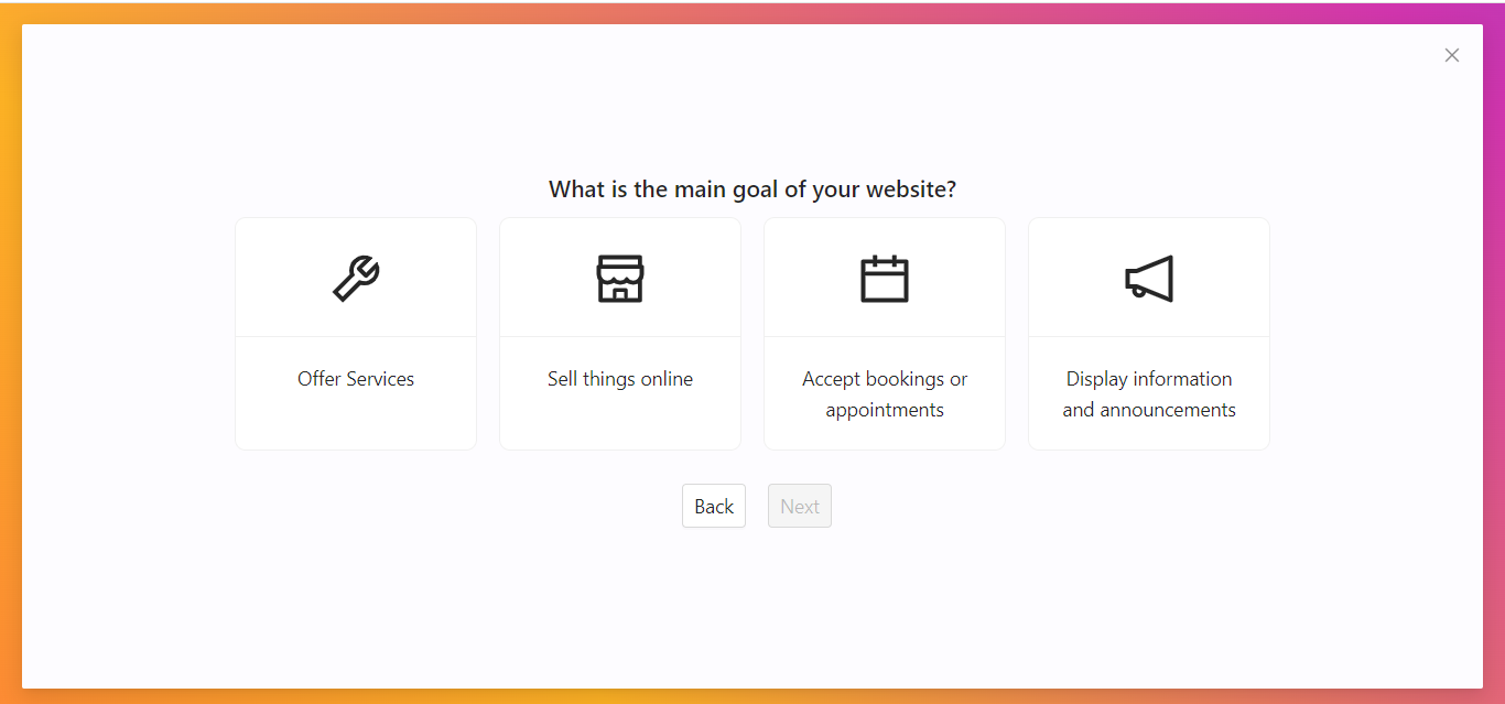 Select main goal of your Website
