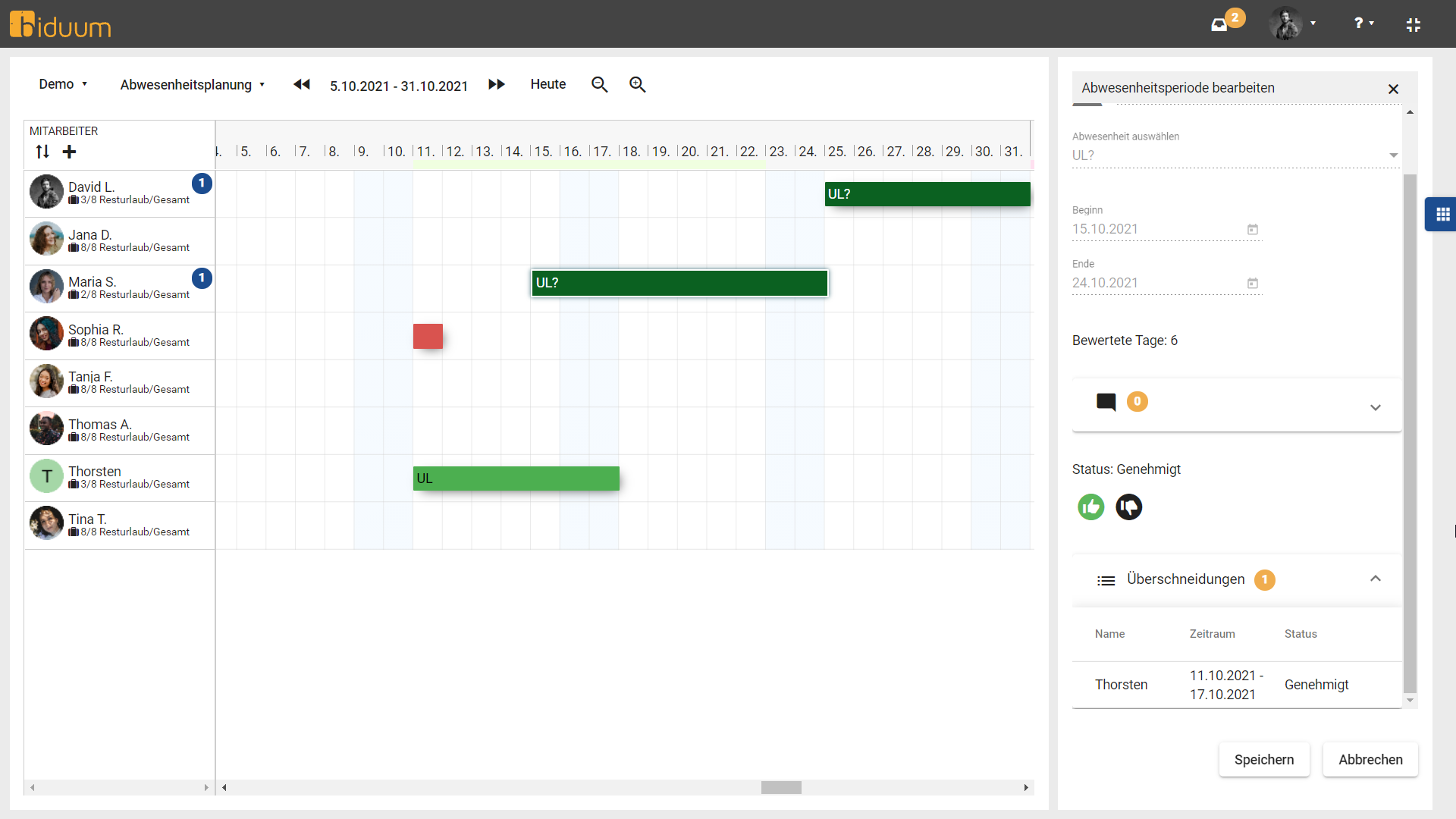 biduum Software - Abwesenheitsplanung