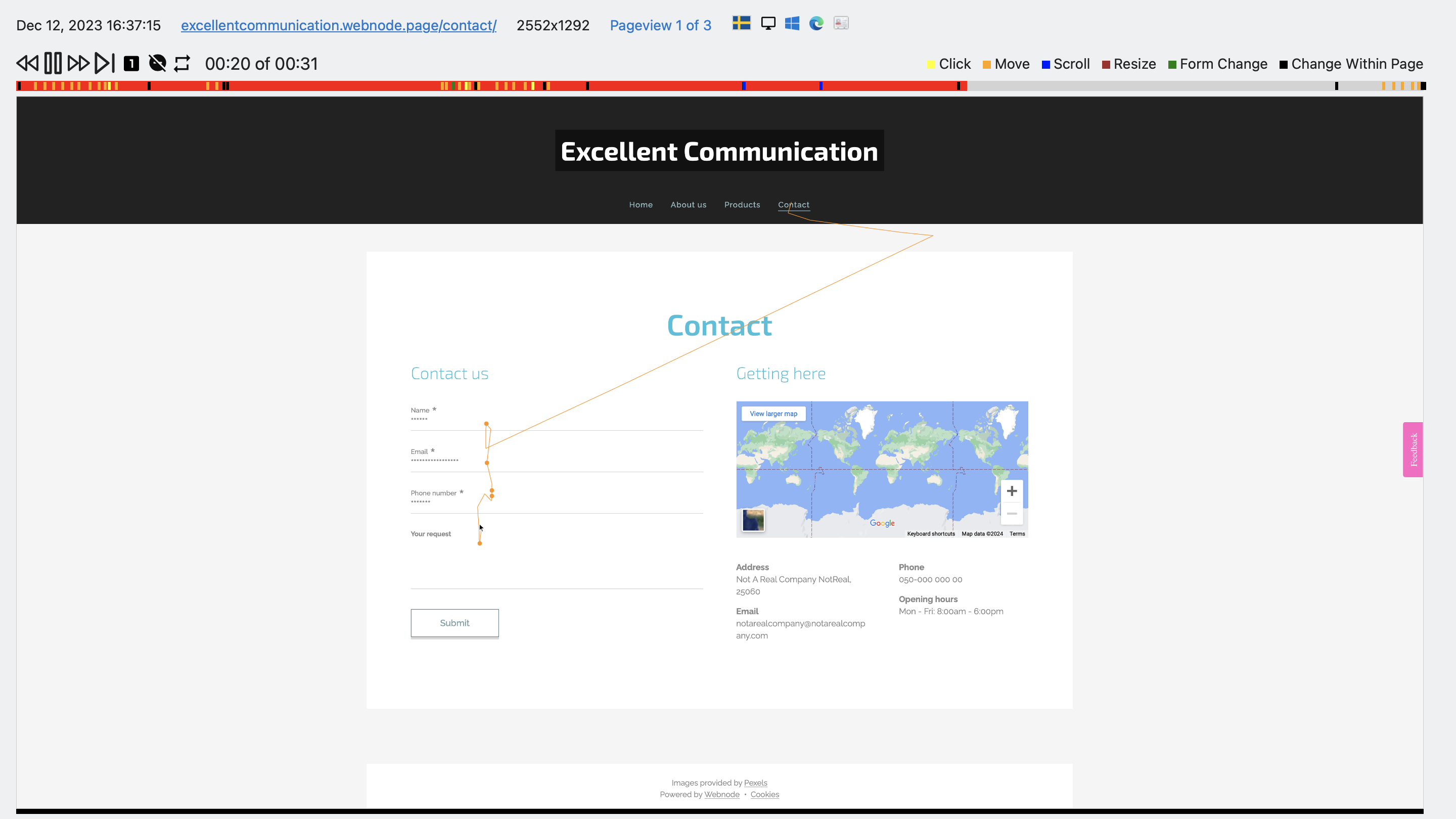 With Extellios session recordings feature, see actual user movement and journey through your website and get insights on what succeeds or fails in fulfilling user intent.