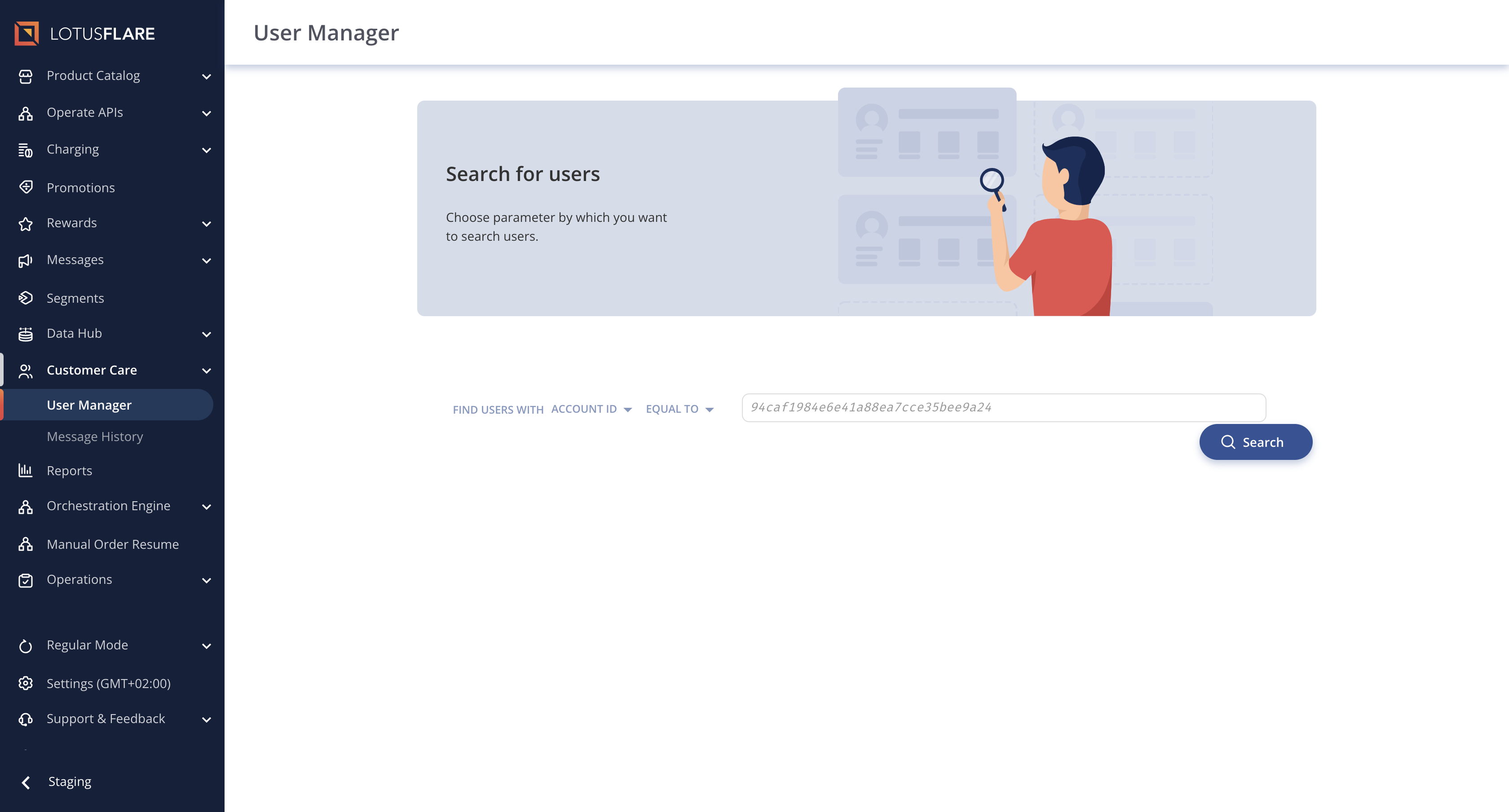 LotusFlare DNO Cloud screenshot: DNO Cloud Portal, User Manager