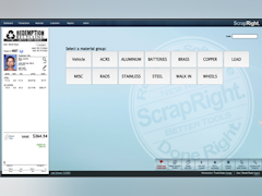 ScrapRight Software - ScrapRight's Ticketing Screen UI showing selection buttons for picking a desired material group - thumbnail