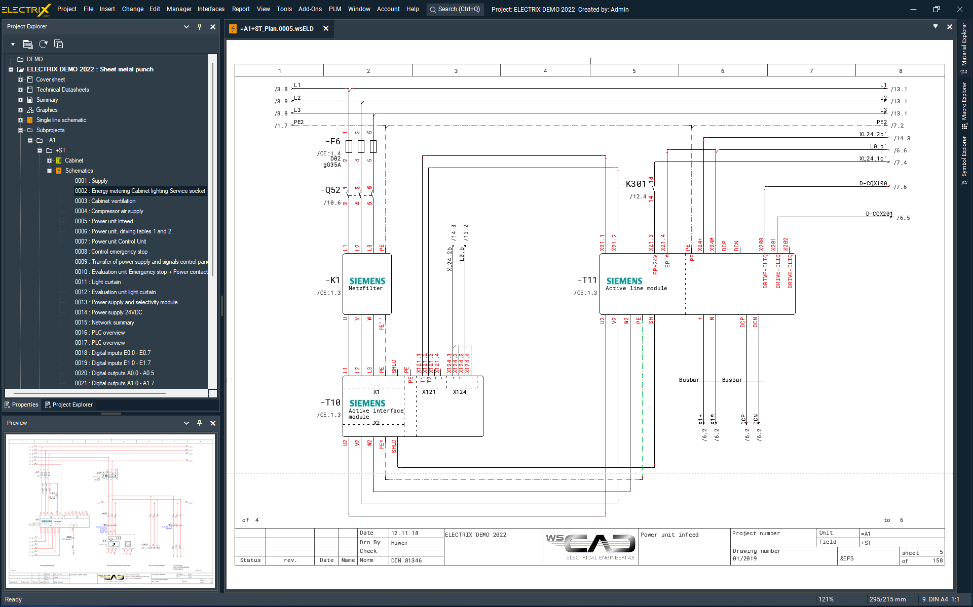 WSCAD ELECTRIX Software - Electrical Engineering - The Electrical Engineering discipline enables engineers and designers to plan, develop and document medium, low and extra-low voltage systems in mechanical engineering and in industrial and building automation.