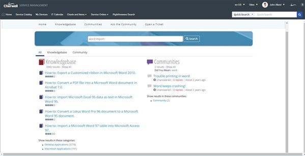 RightAnswers screenshot: RightAnswers knowledge hub