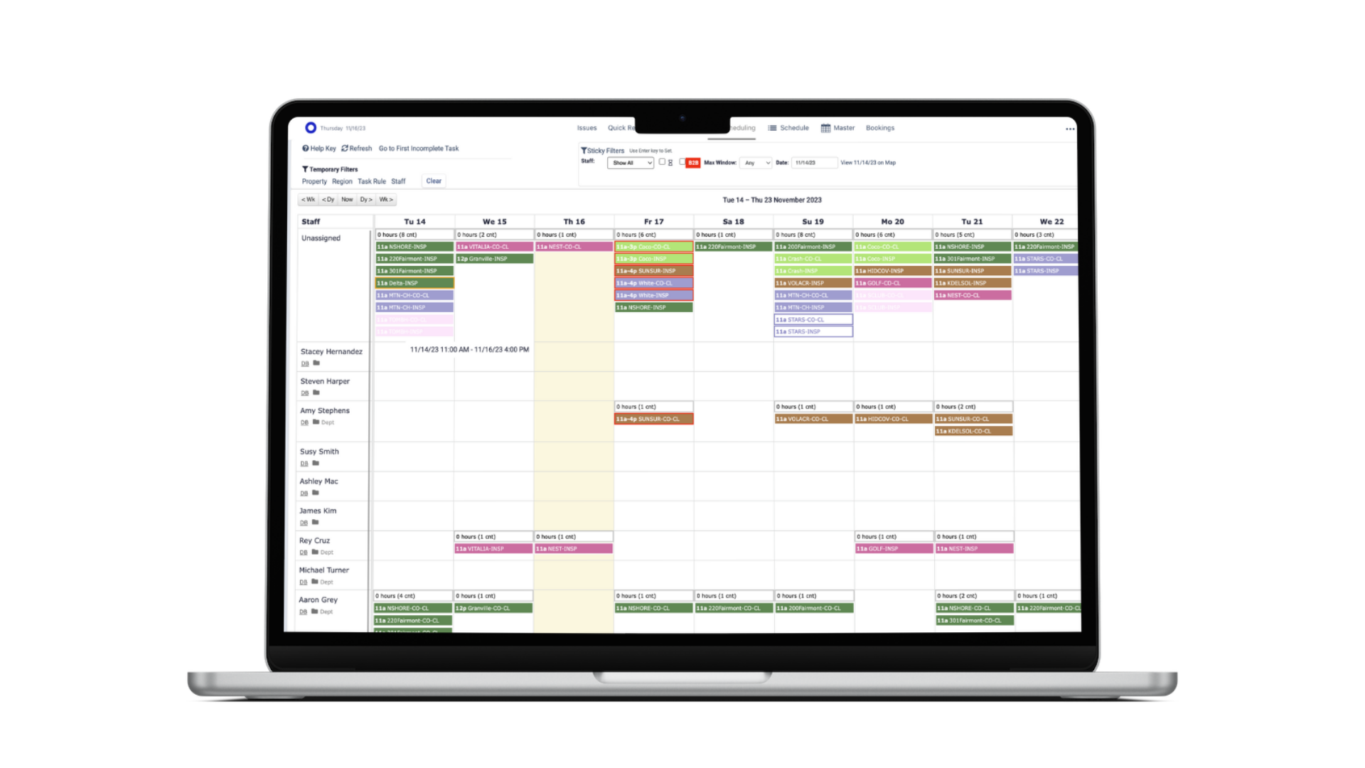 Operto Teams Software - Scheduling Dashboard