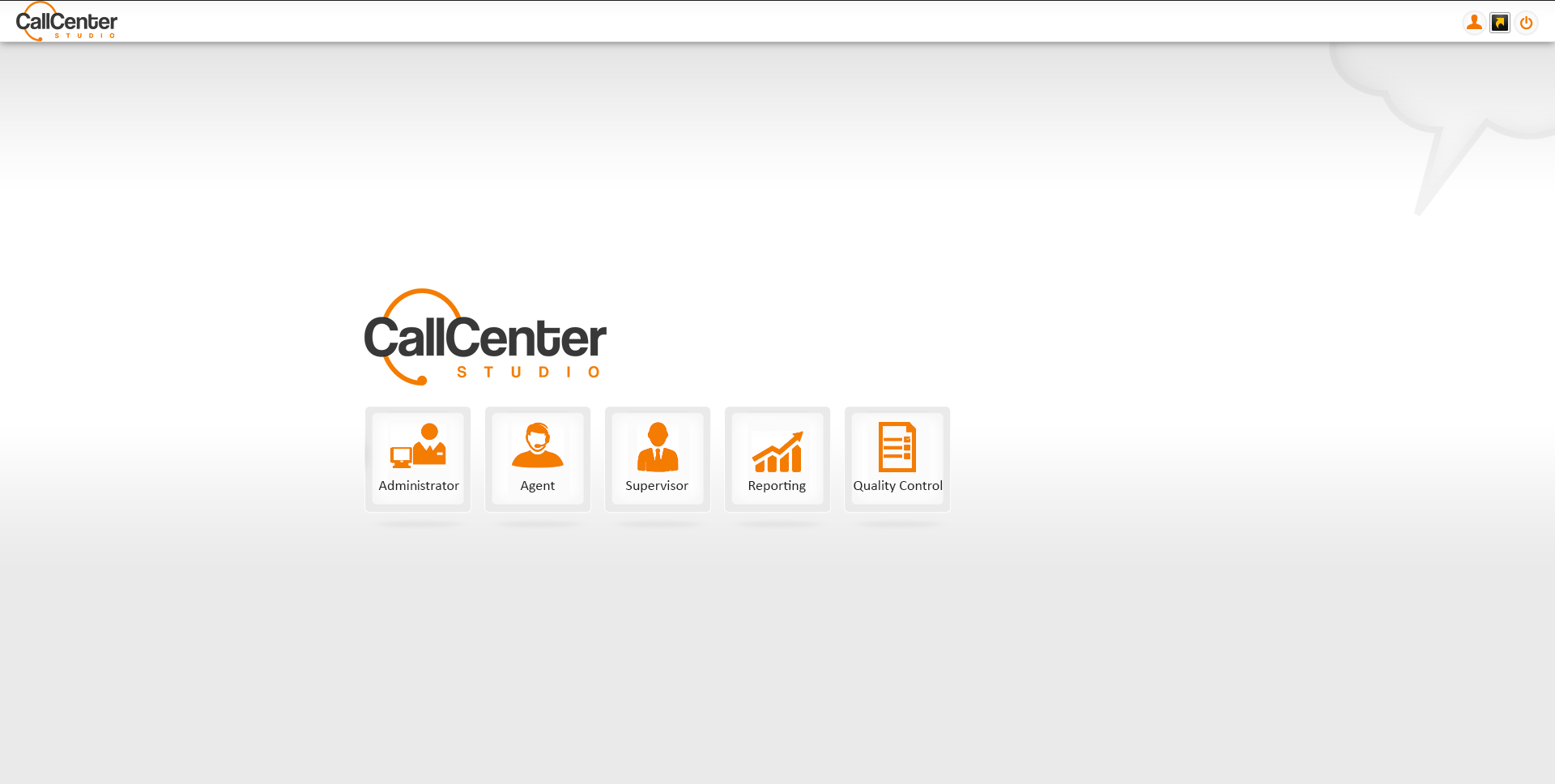 Call Center Studio Software - All the functions of the product is accessible through the permission-based main menu items