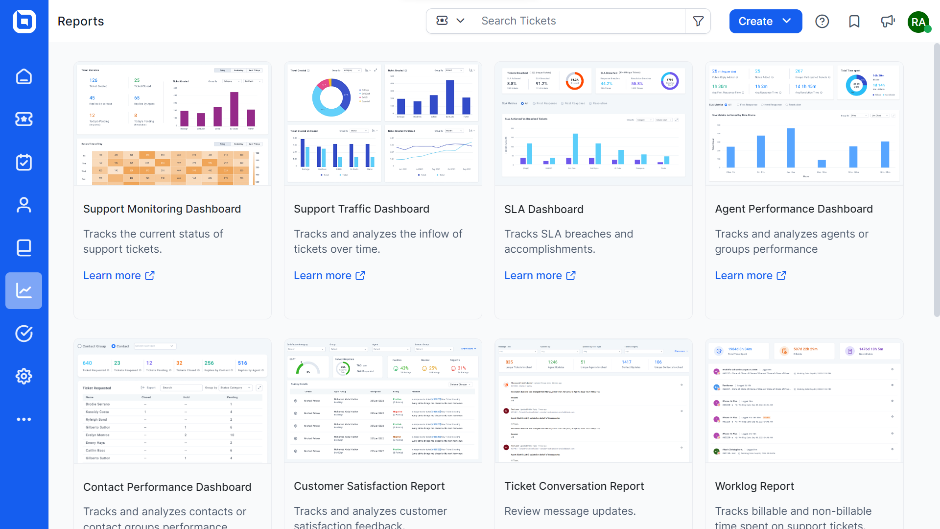 Using the built-in reports and dashboard, analyze insightful real-time data to make informed decisions about improving your customer service.
