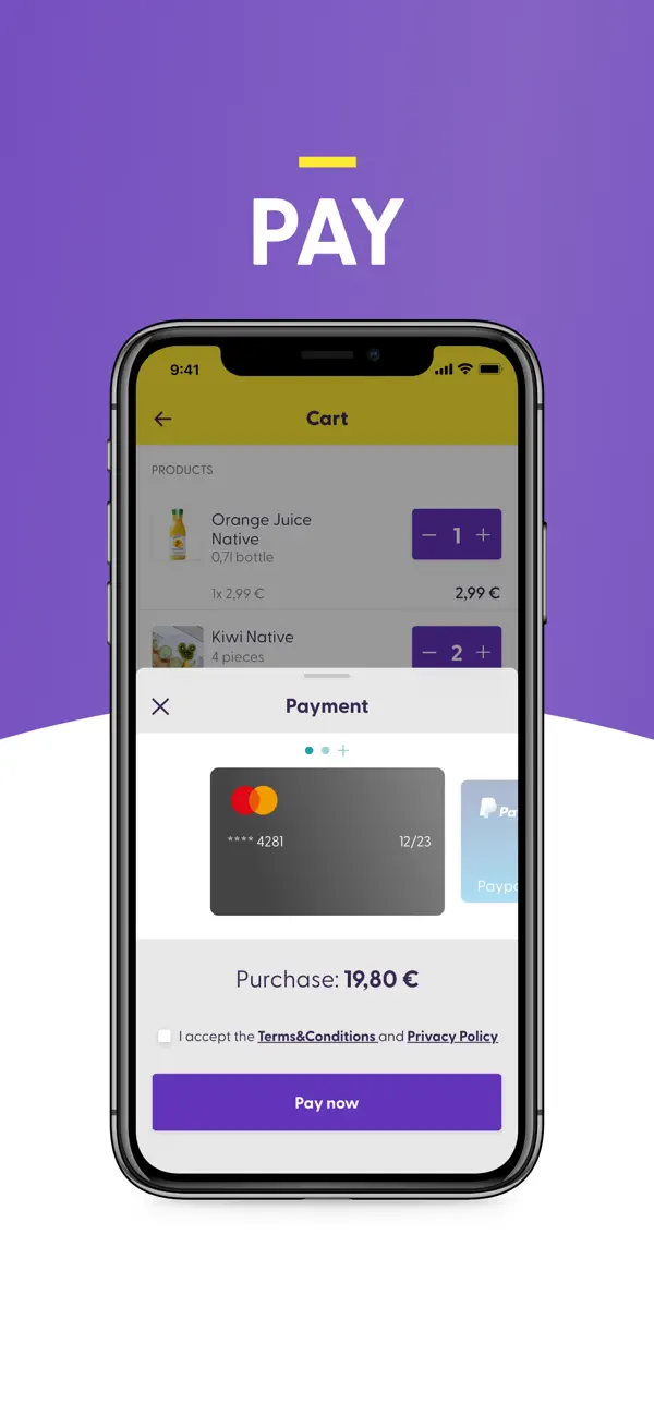 Pay in the app with your preferred payment method