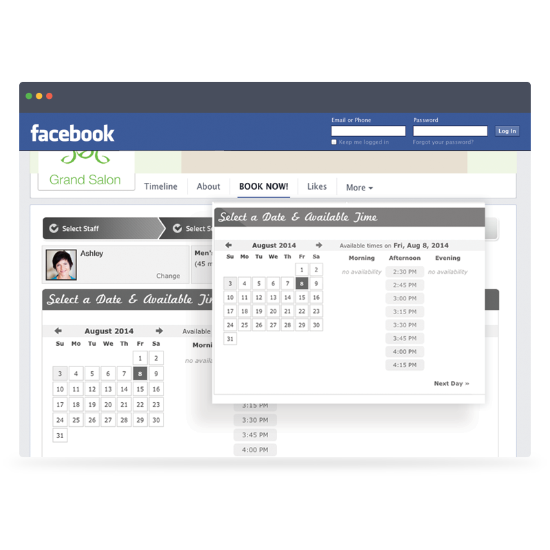 Booker Software - Booker lets customers book from Facebook