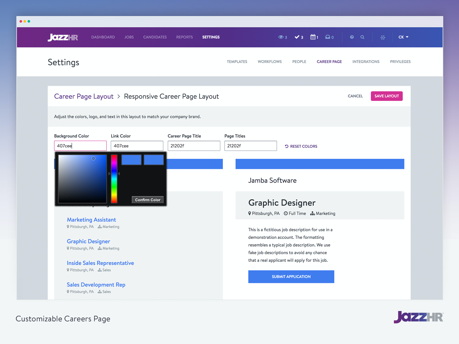 JazzHR Software - Customizable career page