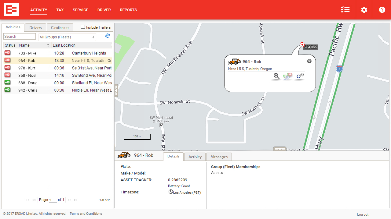 EROAD Software - Drivers can be tracked in real time using EROAD