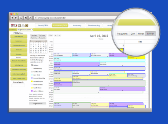 Schedule client appointments using Wylie Business System's appointment calendar
