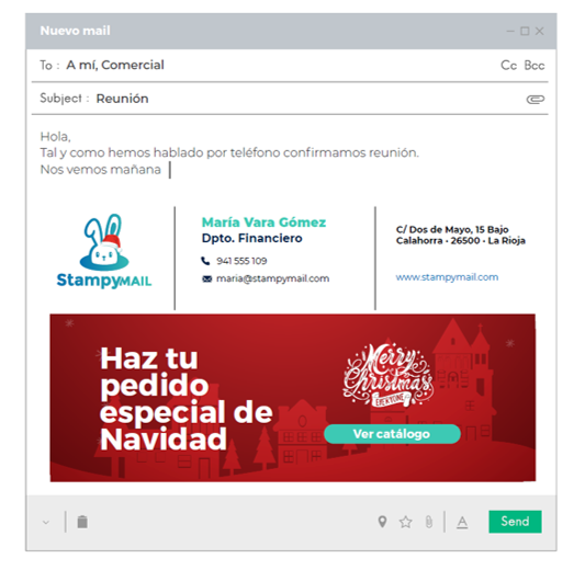 Stampymail screenshot: Personaliza la firma de email fácilmente para cada campaña