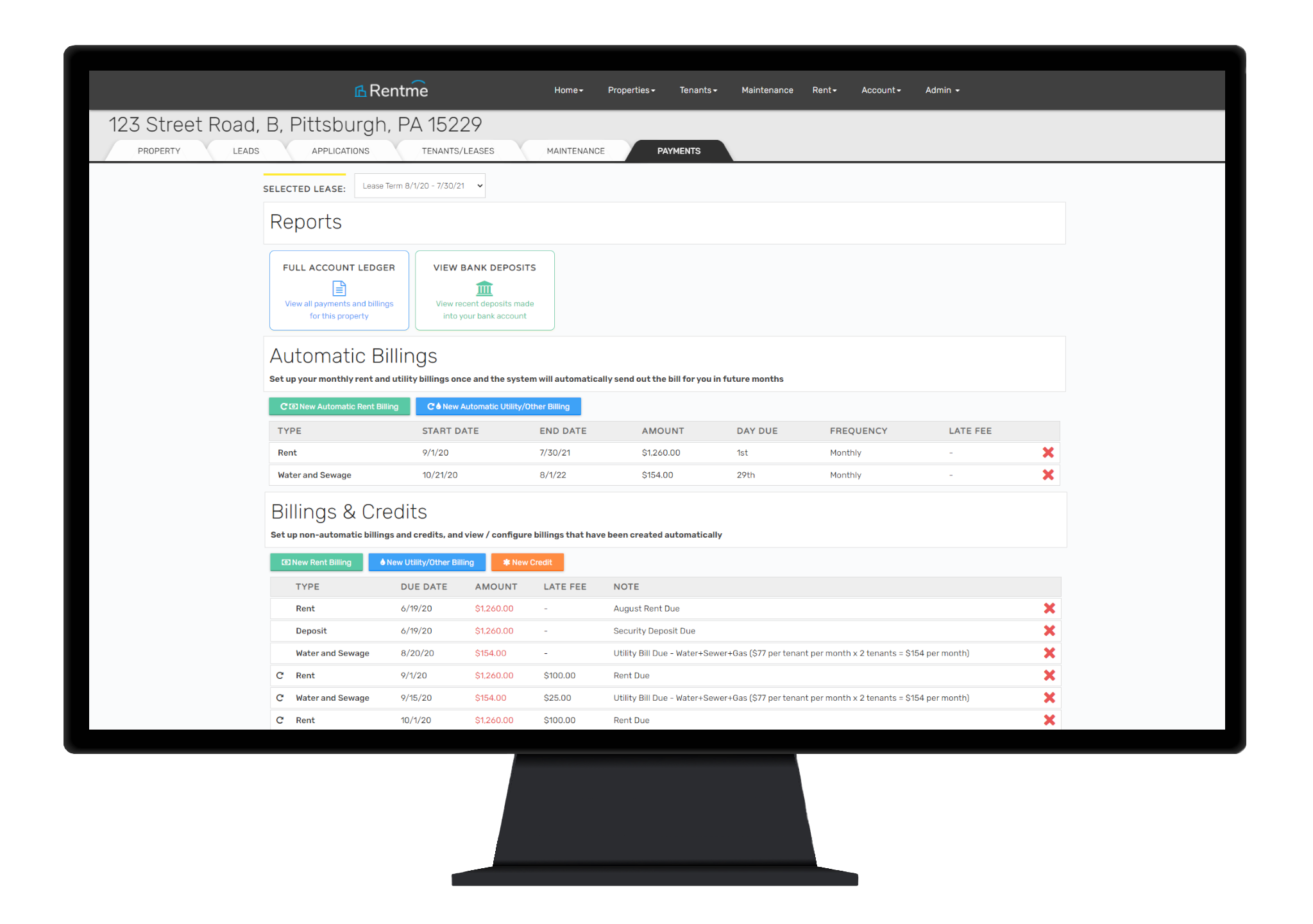 RentMe  screenshot: online rent collection for DIY landlords
