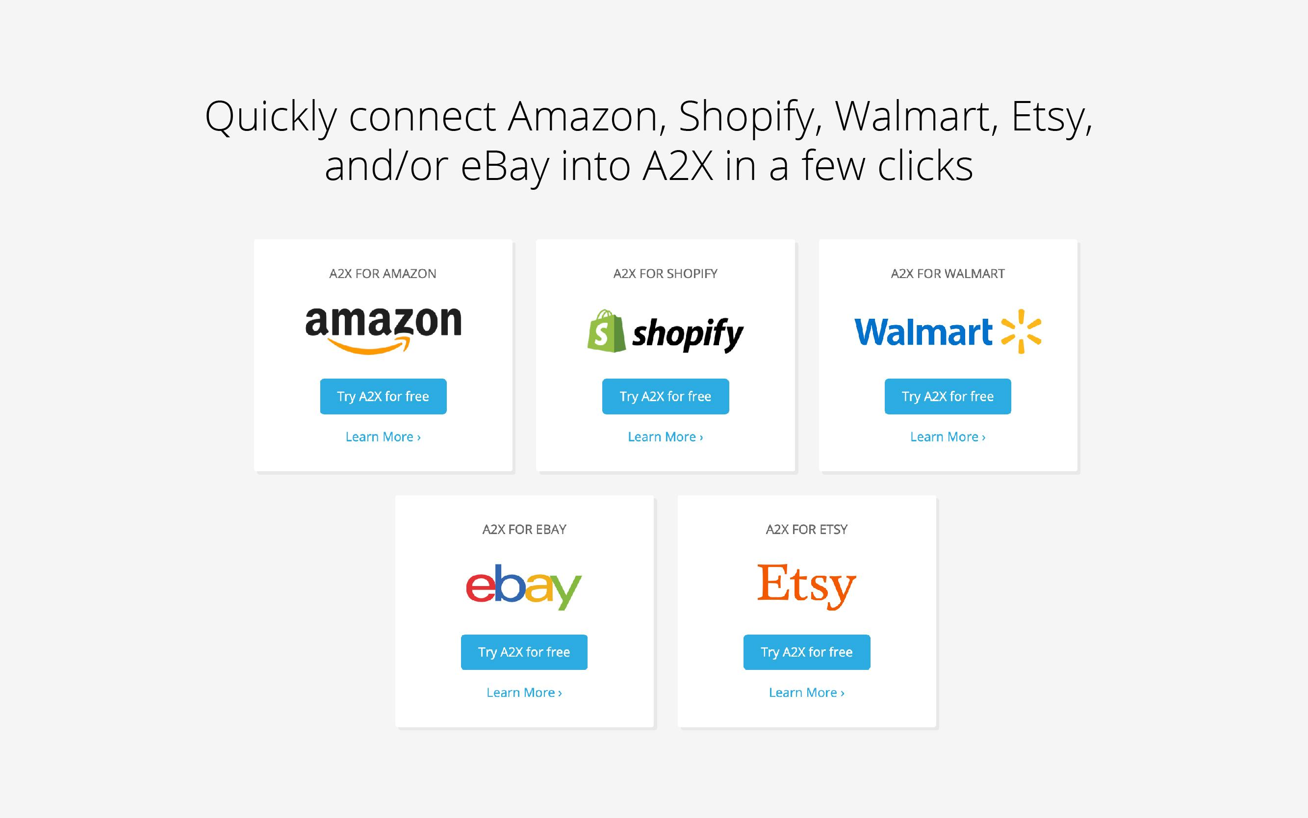A2X Software - One click connect into your favourite ecommerce platforms